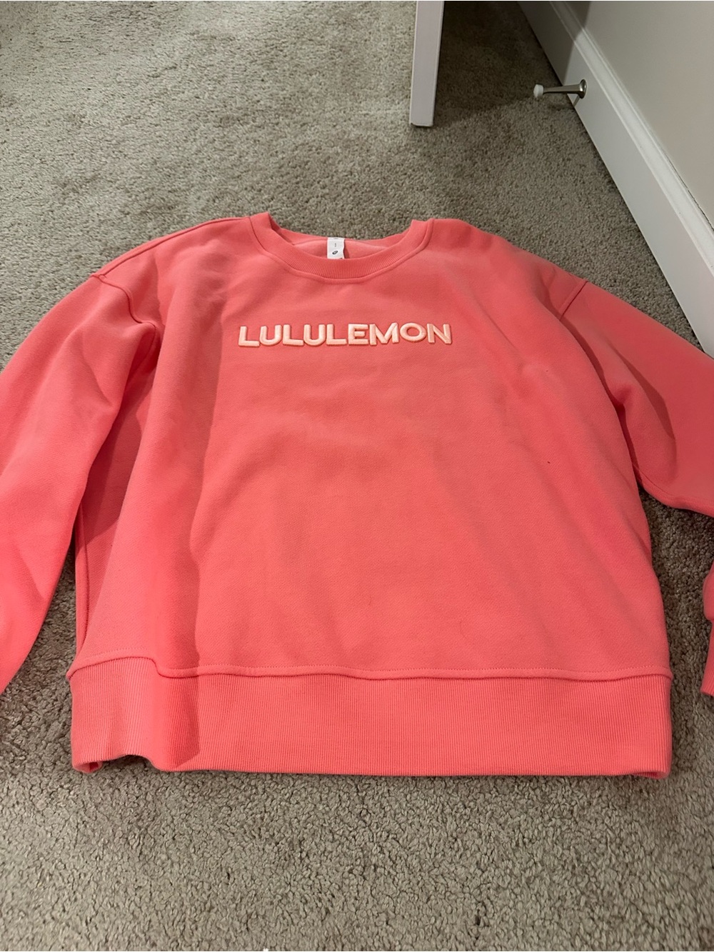 lululemon athletica Coral Pink Logo Crewneck Sweatshirt